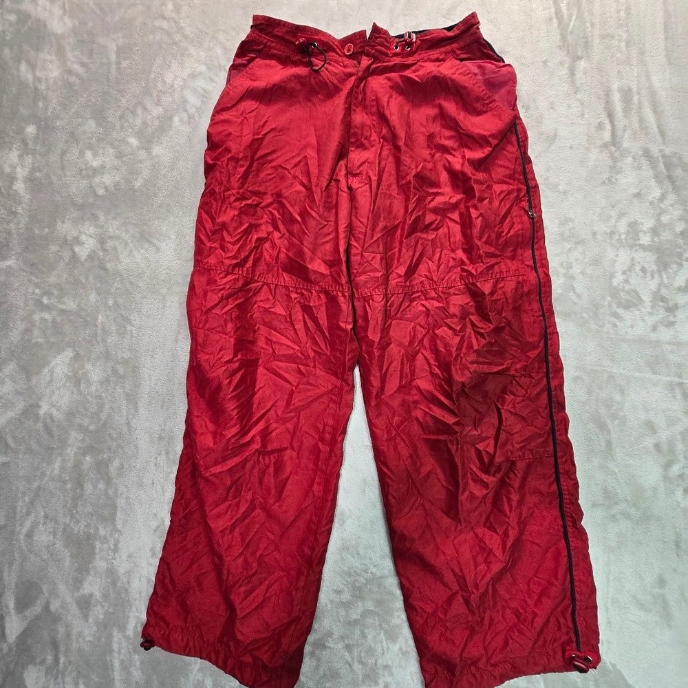 American Outpost Red Windbreaker Track Pants Men's  Vintage Gorpcore Ankle‎ Tie
